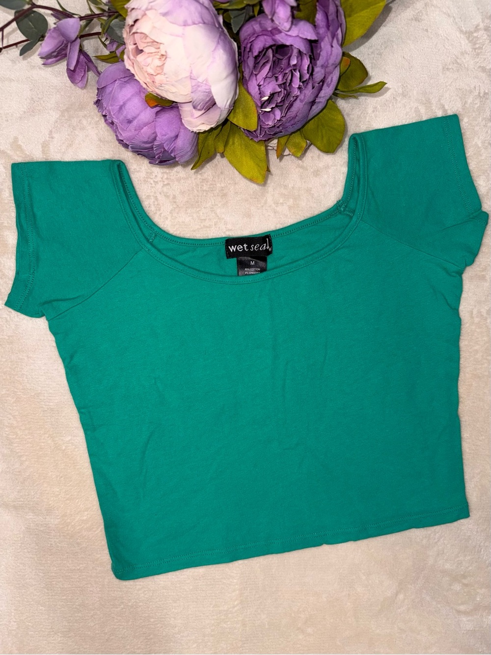 Wet Seal Green Scoop Neck Crop Top